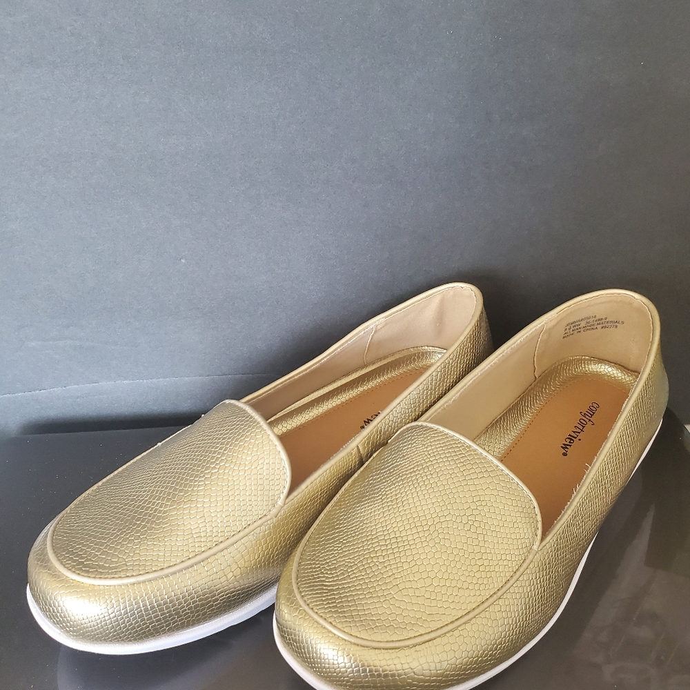 Comfortview Gold Loafers Minimalist Flats